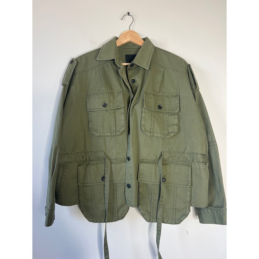 NEW Marissa Webb Dante Wash Canvas Cropped Utility Jacket Green Size: XS - Picture 3 of 9